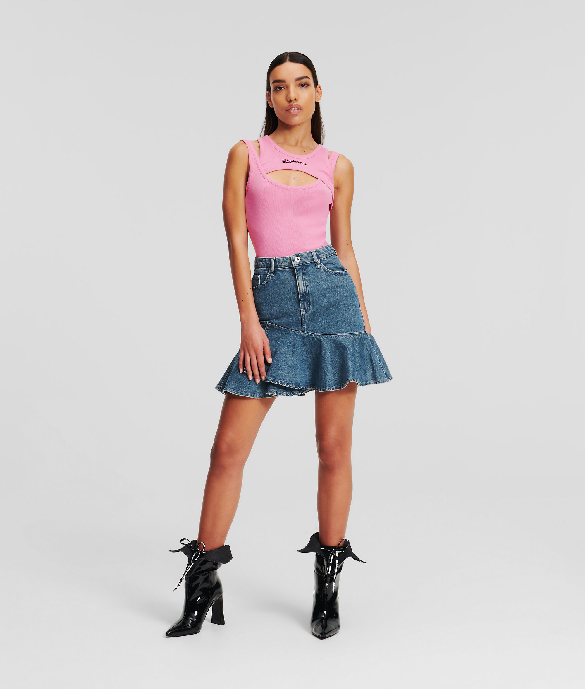 (image for) Elegant KLJ RUFFLED DENIM SKIRT